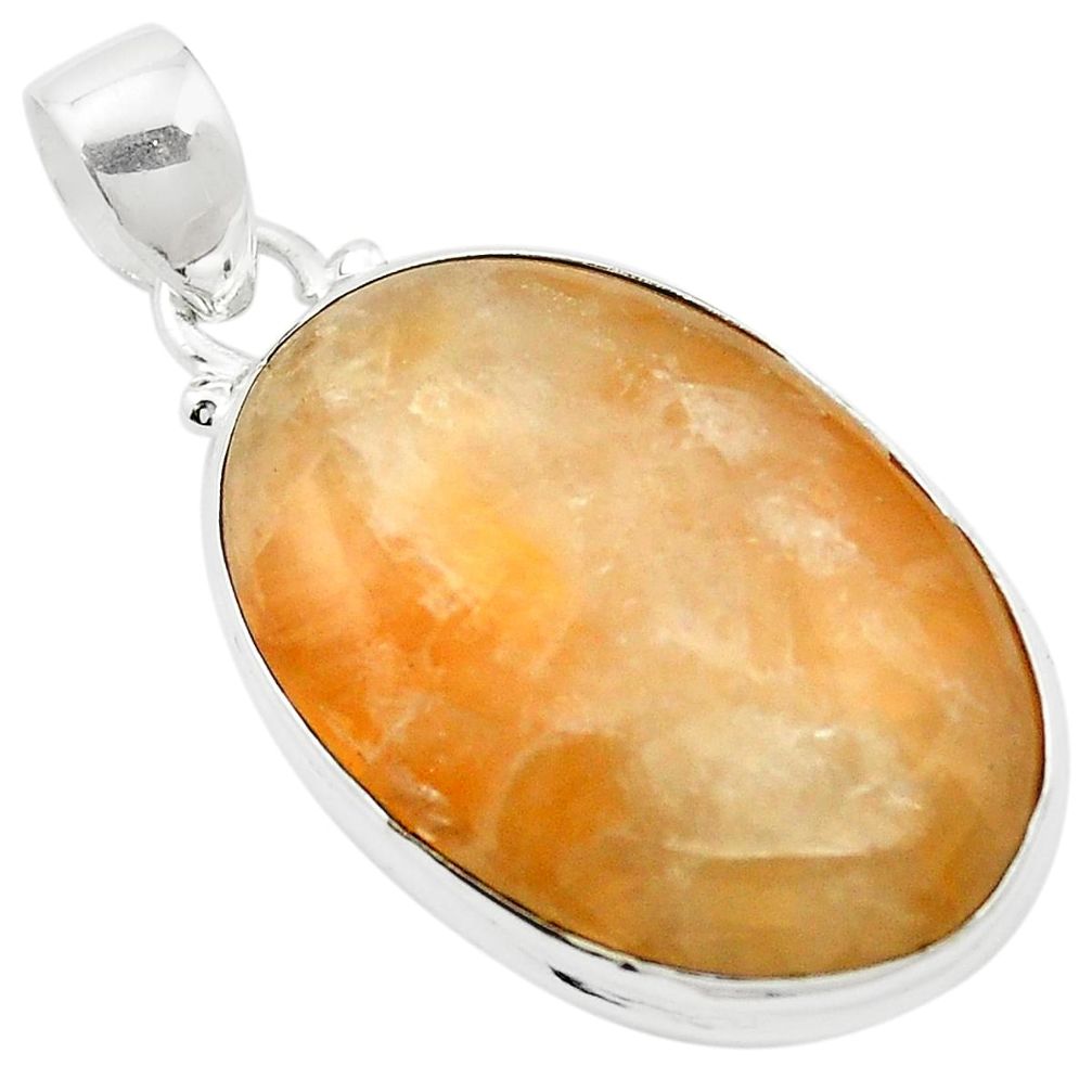 Natural orange calcite 925 sterling silver pendant jewelry m58072