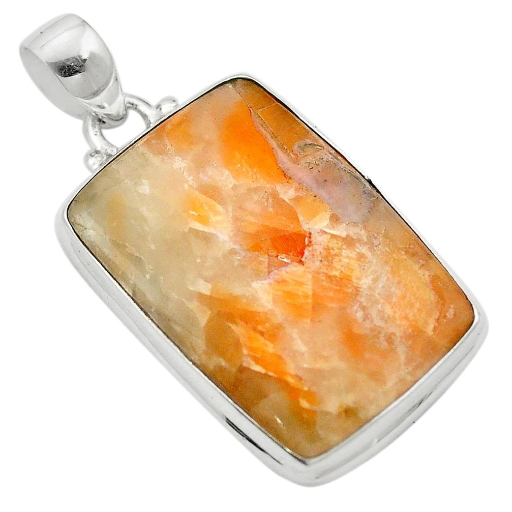 Natural orange calcite 925 sterling silver pendant jewelry m58074