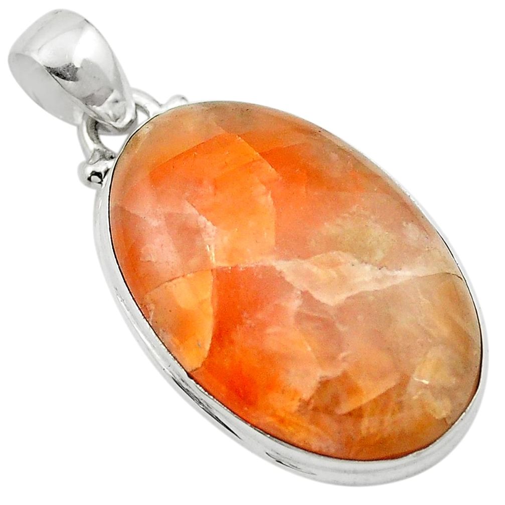 Natural orange calcite 925 sterling silver pendant jewelry m58077