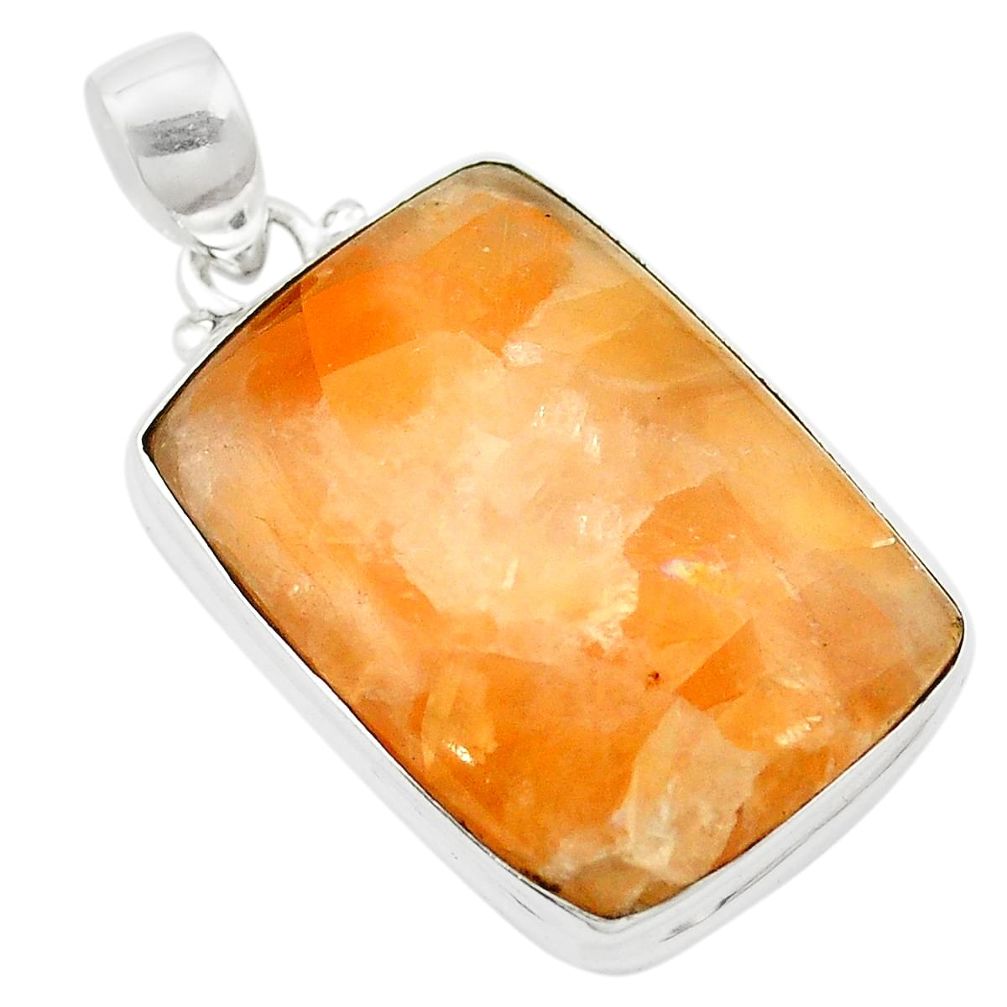 Natural orange calcite 925 sterling silver pendant jewelry m58078