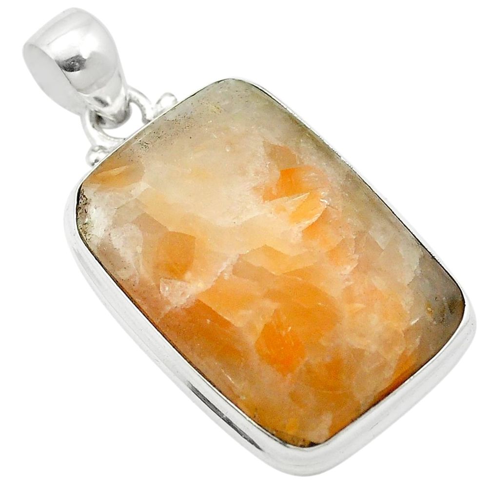 Natural orange calcite 925 sterling silver pendant jewelry m58079