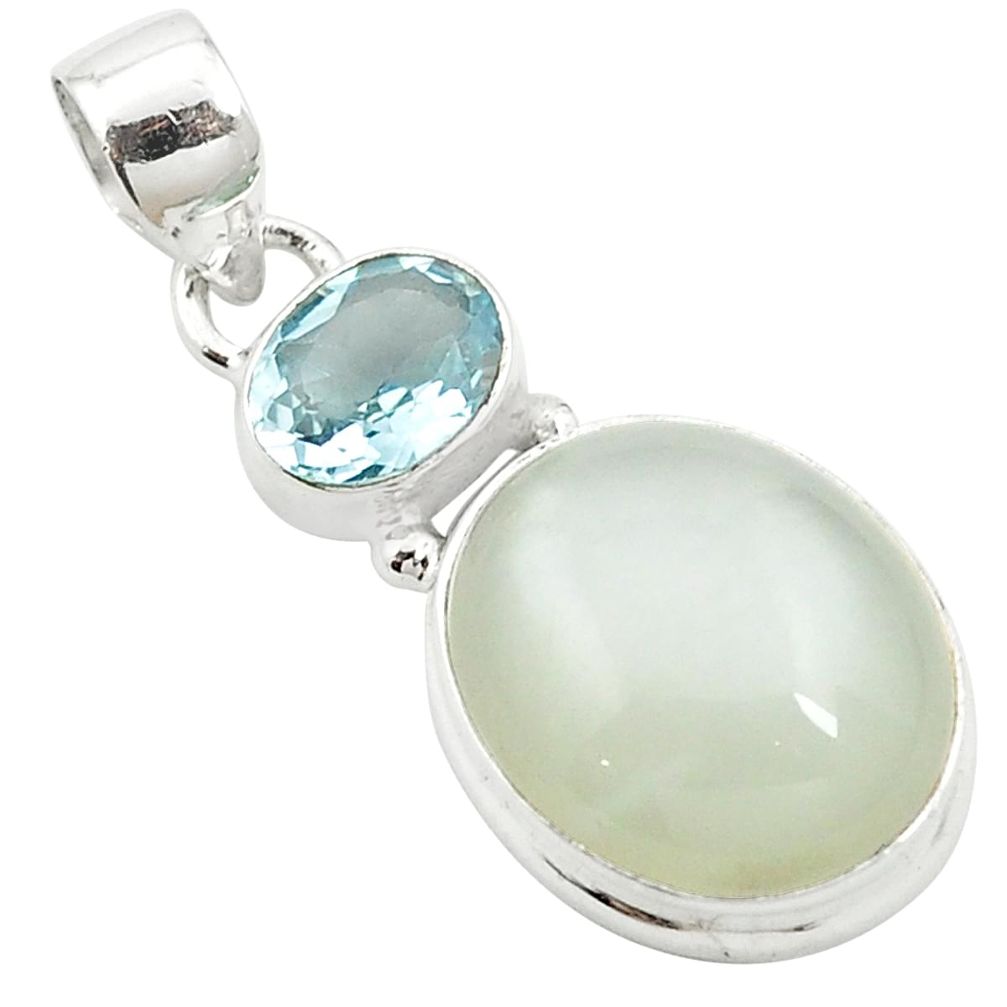 Natural white ceylon moonstone topaz 925 sterling silver pendant m58227