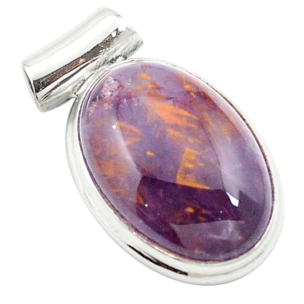 925 silver natural purple cacoxenite super seven (melody stone) pendant m58244