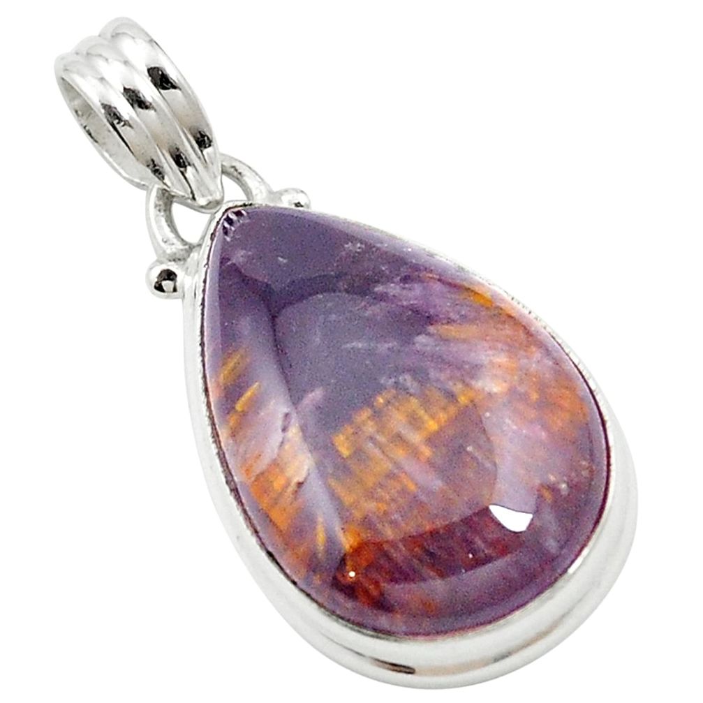 Natural purple cacoxenite super seven (melody stone) 925 silver pendant m58256