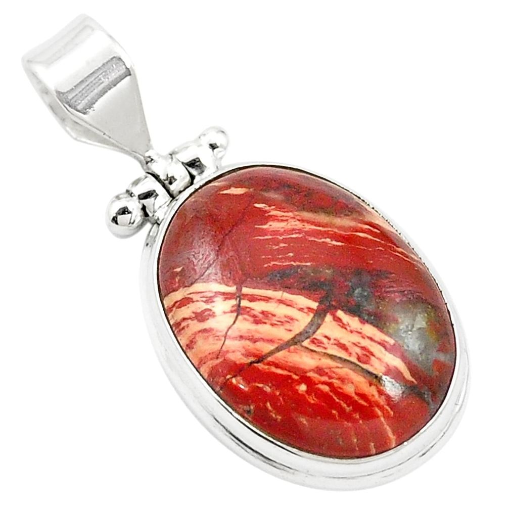 Natural red snakeskin jasper 925 sterling silver pendant jewelry m58281