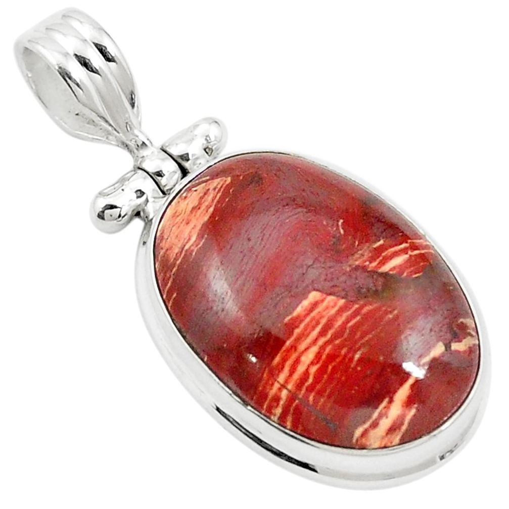 Natural red snakeskin jasper 925 sterling silver pendant jewelry m58282