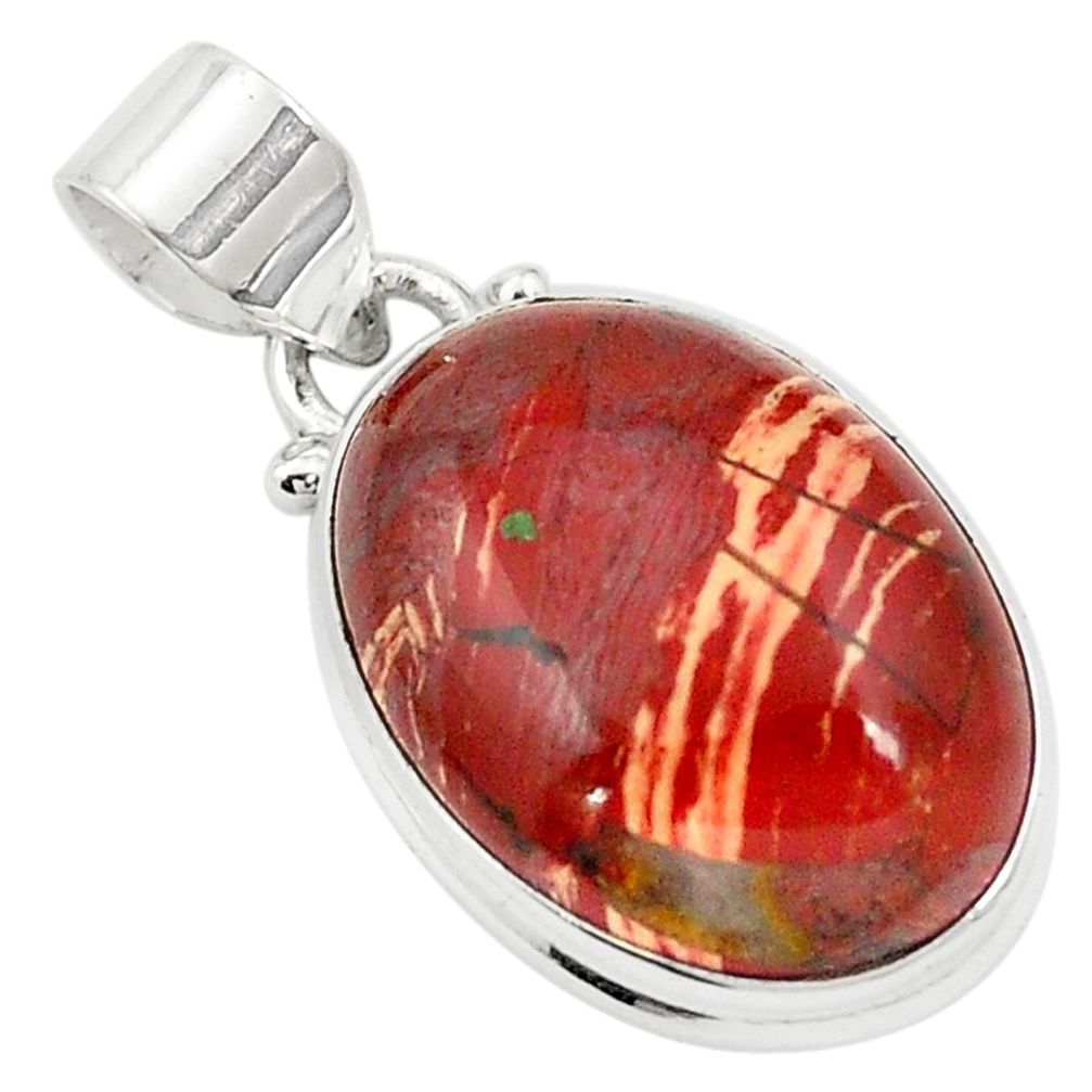 Natural red snakeskin jasper 925 sterling silver pendant jewelry m58283