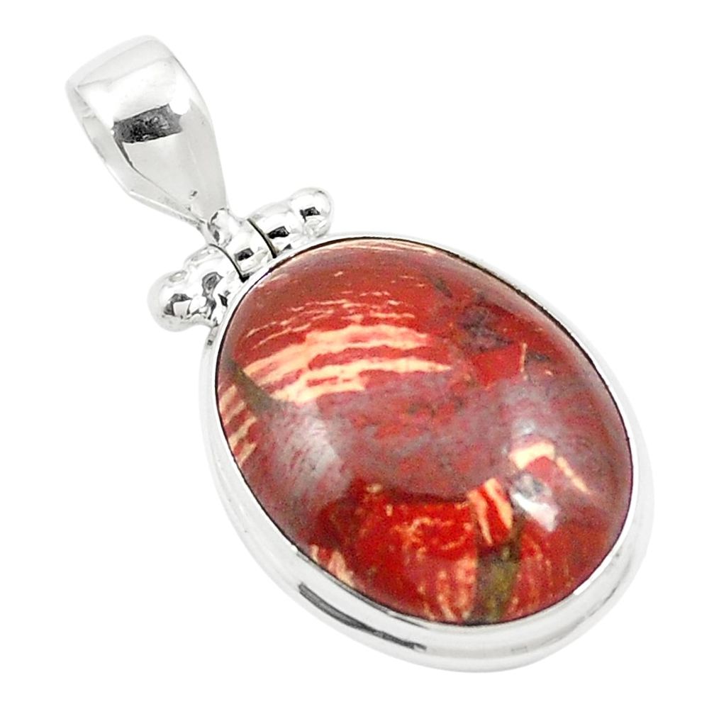 Natural red snakeskin jasper 925 sterling silver pendant jewelry m58287
