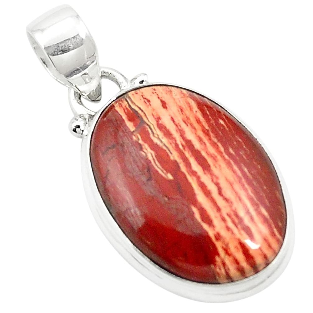 Natural red snakeskin jasper 925 sterling silver pendant jewelry m58288