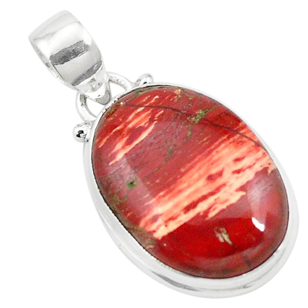 Natural red snakeskin jasper 925 sterling silver pendant jewelry m58291