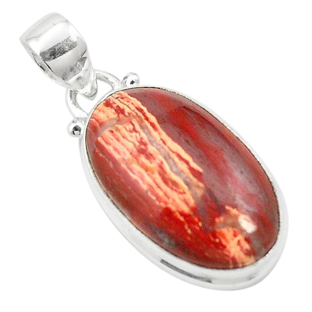 Natural red snakeskin jasper 925 sterling silver pendant jewelry m58292