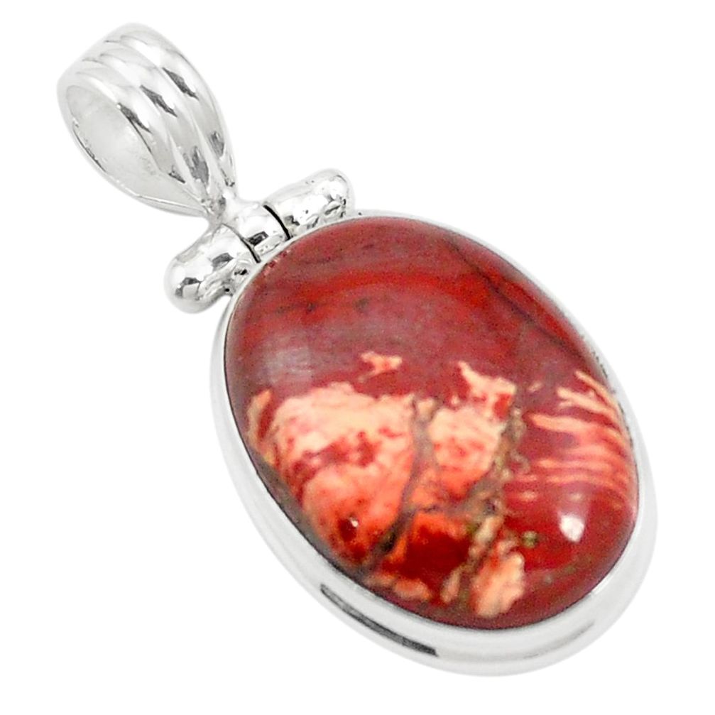 Natural red snakeskin jasper 925 sterling silver pendant jewelry m58294