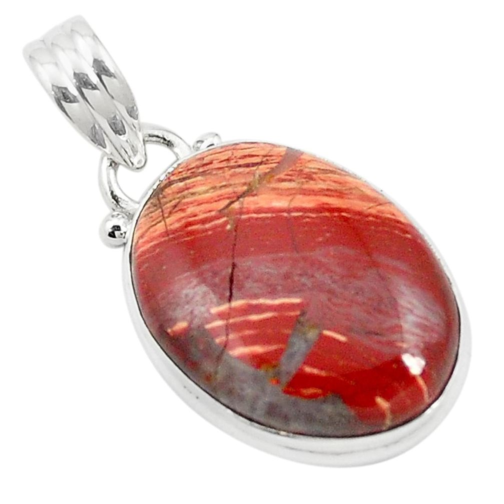 Natural red snakeskin jasper 925 sterling silver pendant jewelry m58296