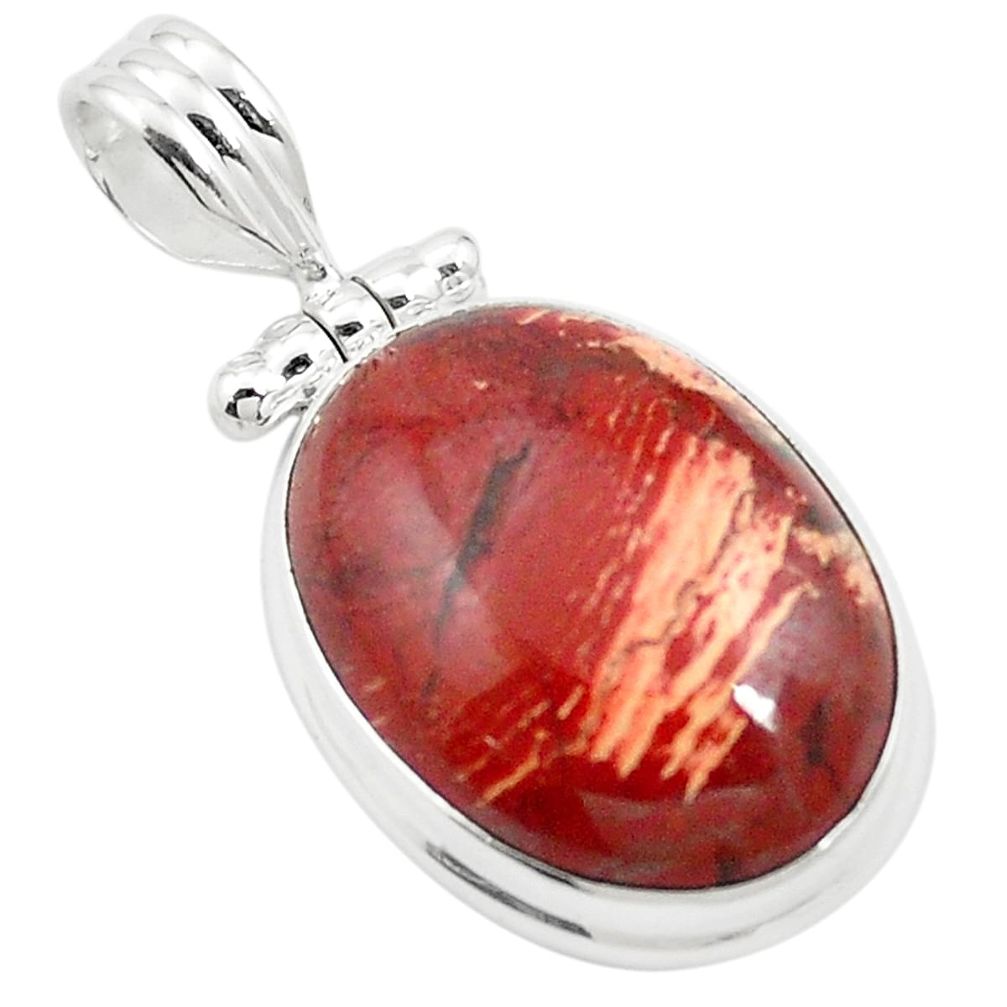 Natural red snakeskin jasper 925 sterling silver pendant jewelry m58298