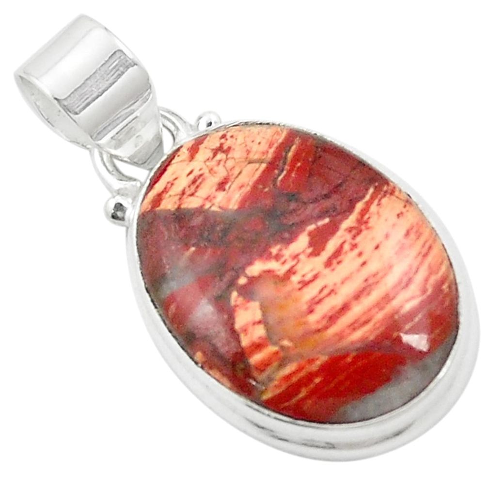 Natural red snakeskin jasper 925 sterling silver pendant jewelry m58299