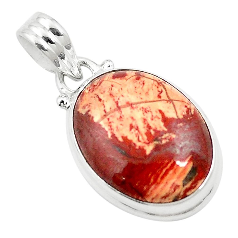 925 sterling silver natural red snakeskin jasper pendant jewelry m58300