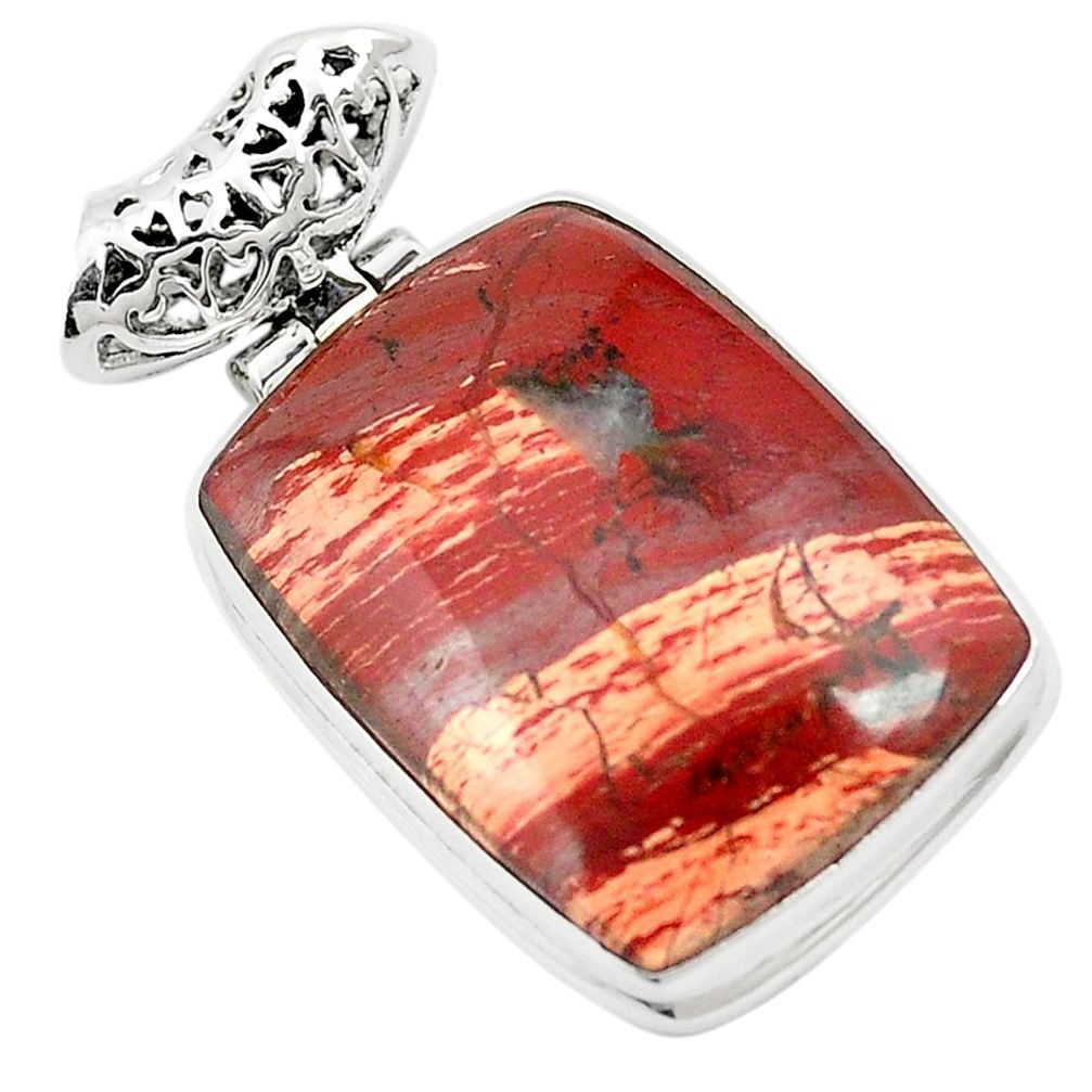 Natural red snakeskin jasper 925 sterling silver pendant jewelry m58304