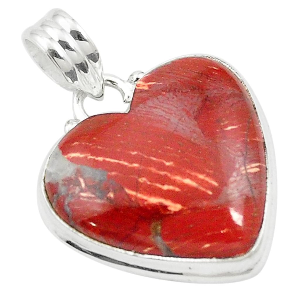 925 sterling silver natural red snakeskin jasper heart pendant jewelry m58310