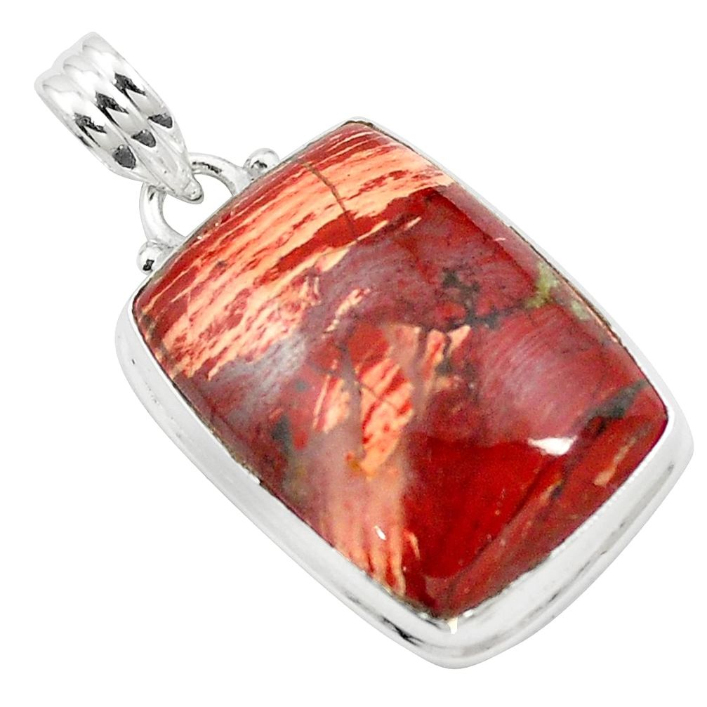 Natural red snakeskin jasper 925 sterling silver pendant jewelry m58312