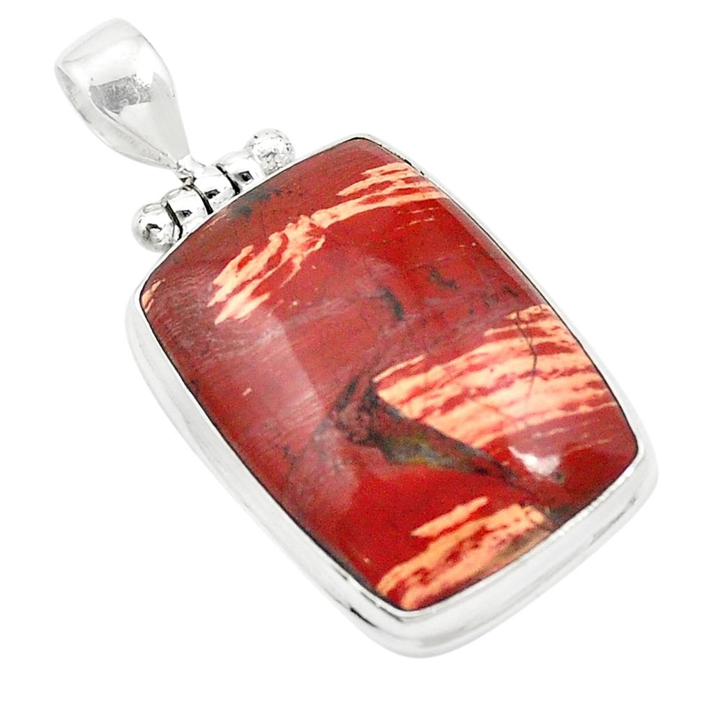 Natural red snakeskin jasper 925 sterling silver pendant jewelry m58316