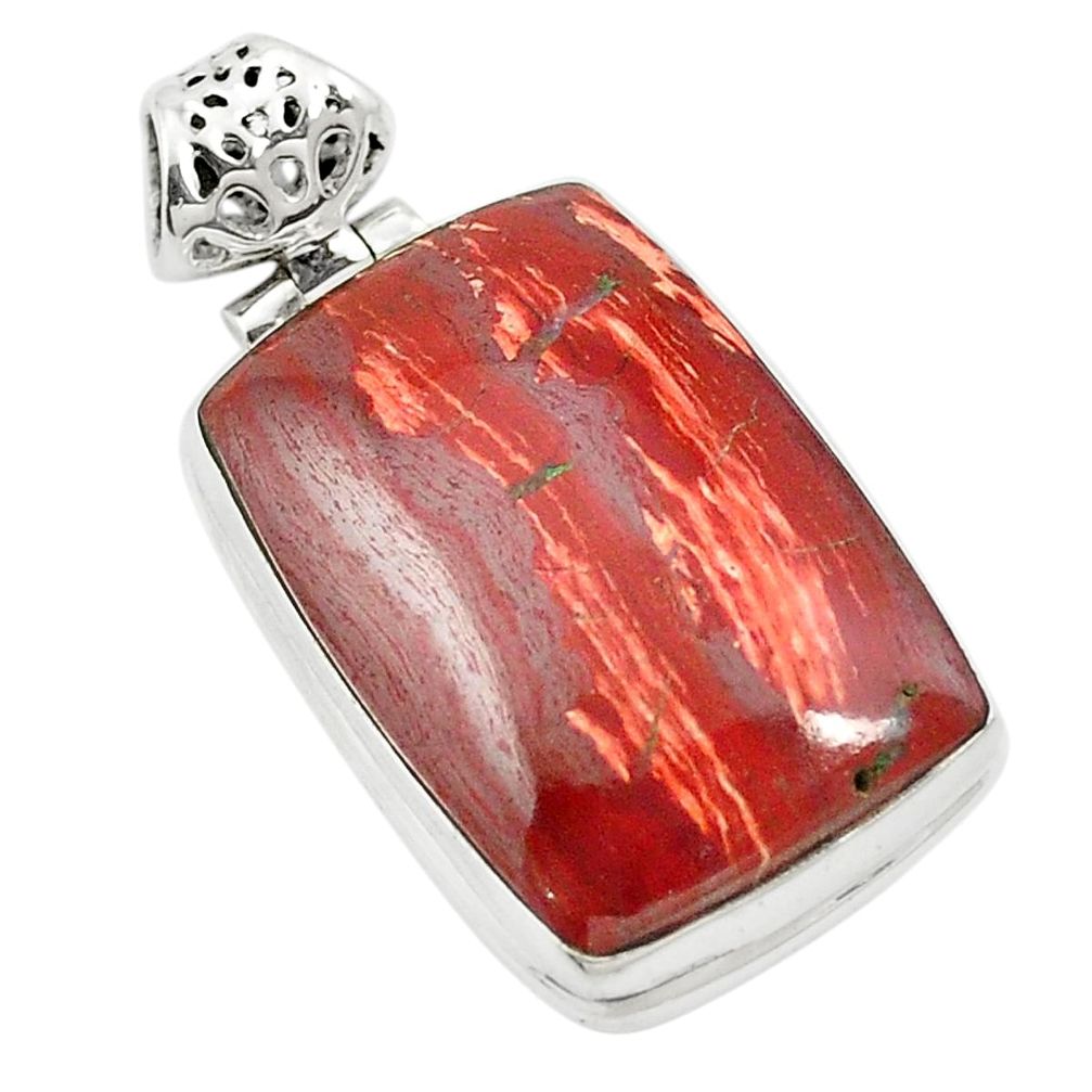 Natural red snakeskin jasper 925 sterling silver pendant jewelry m58318