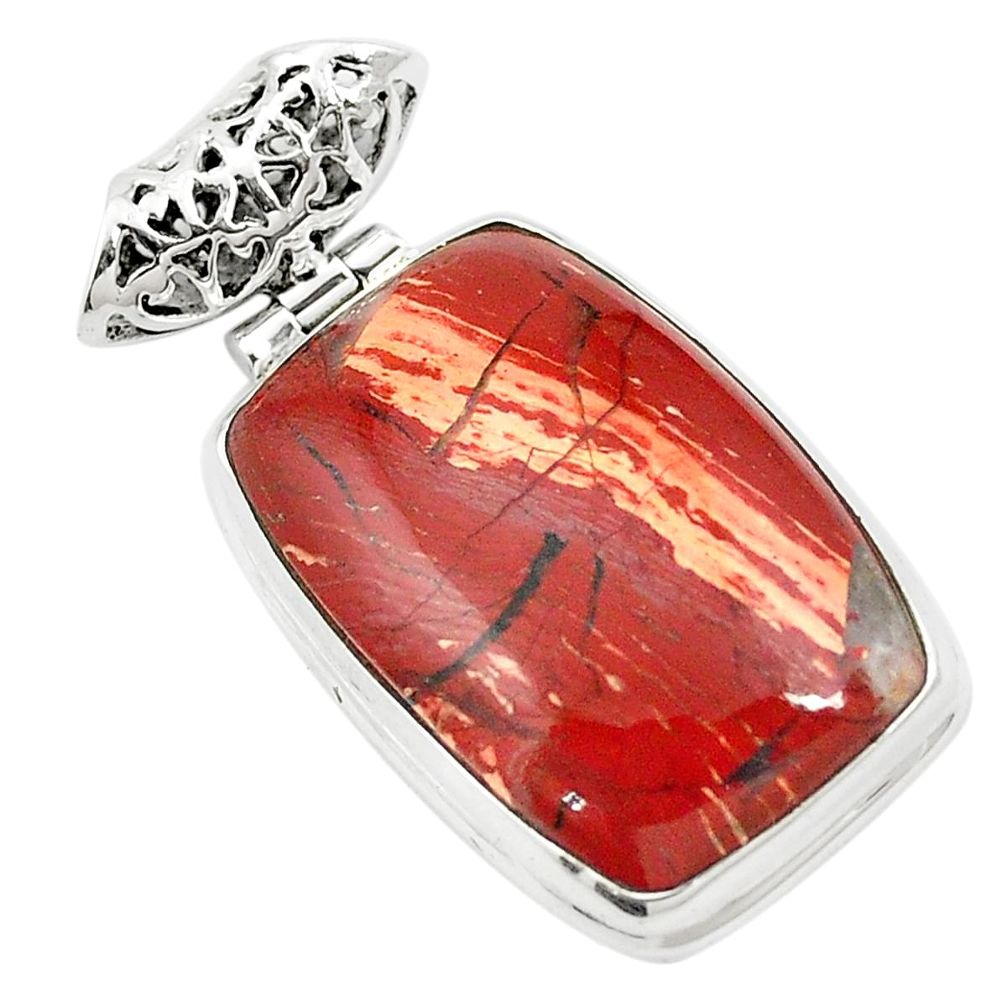 Natural red snakeskin jasper 925 sterling silver pendant jewelry m58319