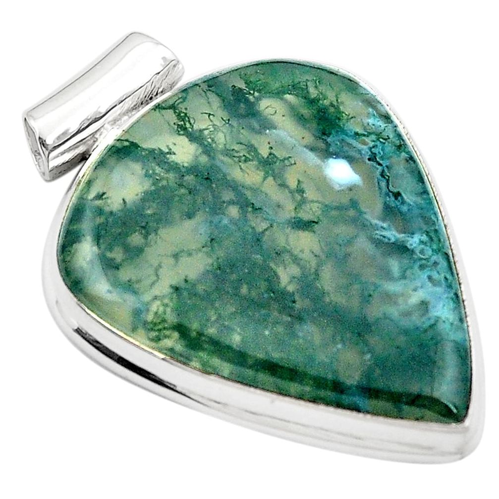 Natural green moss agate 925 sterling silver pendant jewelry m58366