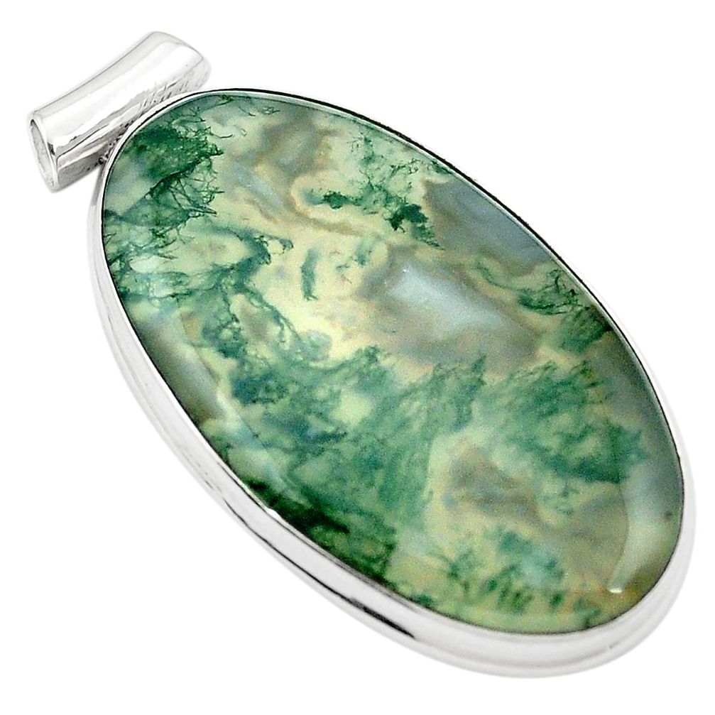 Natural green moss agate 925 sterling silver pendant jewelry m58367