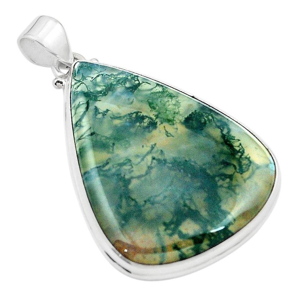 Natural green moss agate 925 sterling silver pendant jewelry m58368