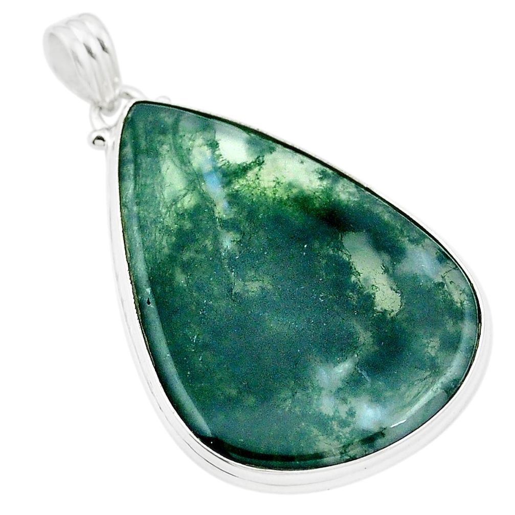 Natural green moss agate 925 sterling silver pendant jewelry m58370