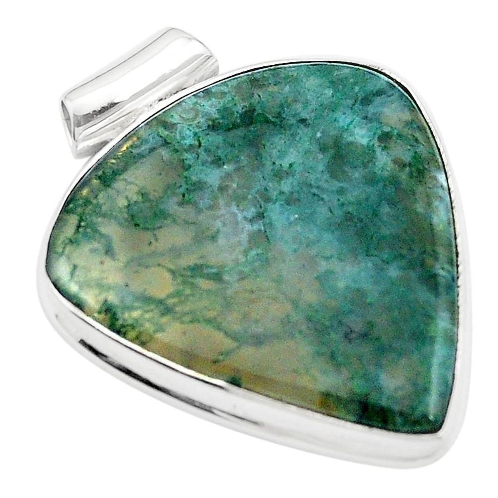 Natural green moss agate 925 sterling silver pendant jewelry m58375