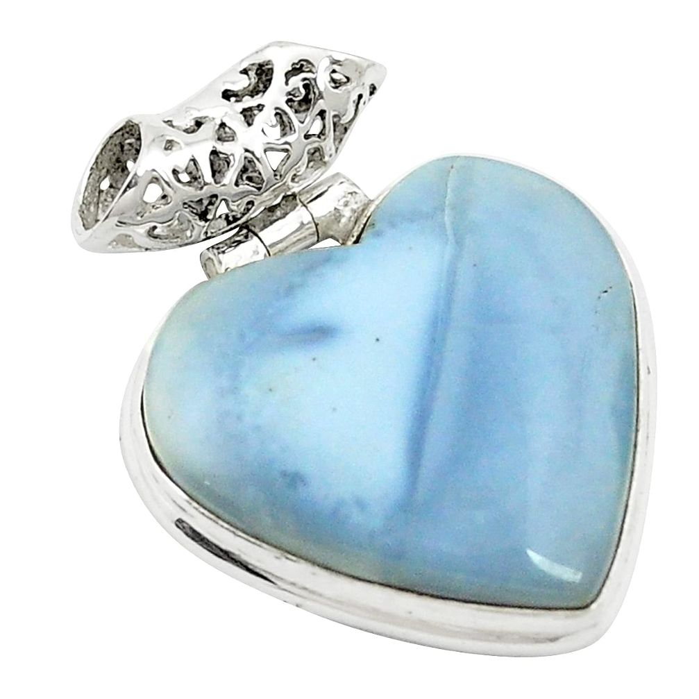 925 sterling silver natural blue owyhee opal heart pendant jewelry m58396