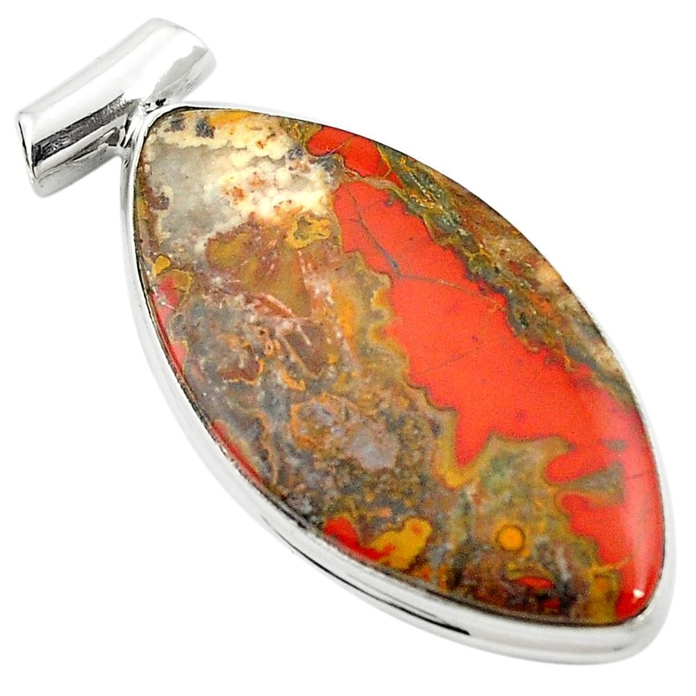 26.14cts natural brown moroccan seam agate 925 sterling silver pendant m58404