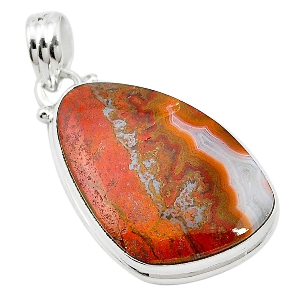 25.00cts natural brown moroccan seam agate 925 sterling silver pendant m58409