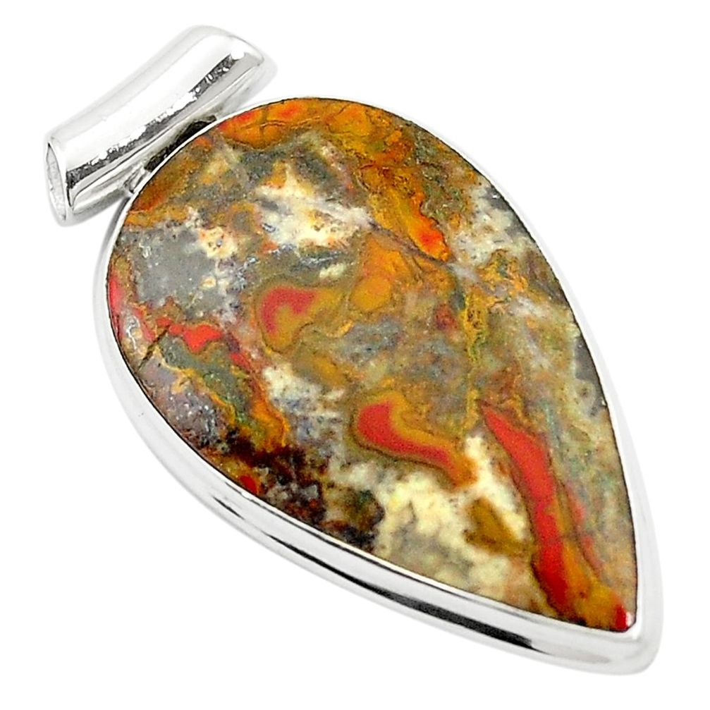 21.42cts natural brown moroccan seam agate 925 sterling silver pendant m58412
