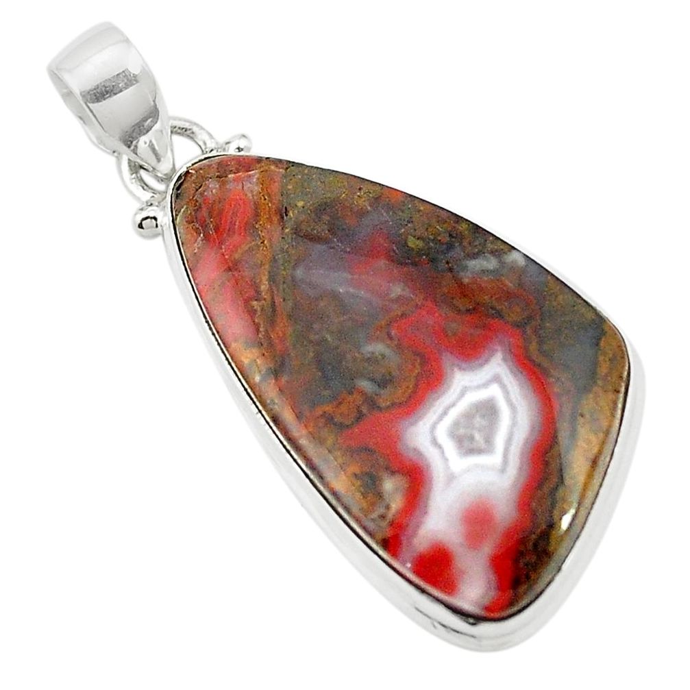 28.67cts natural brown moroccan seam agate 925 sterling silver pendant m58413