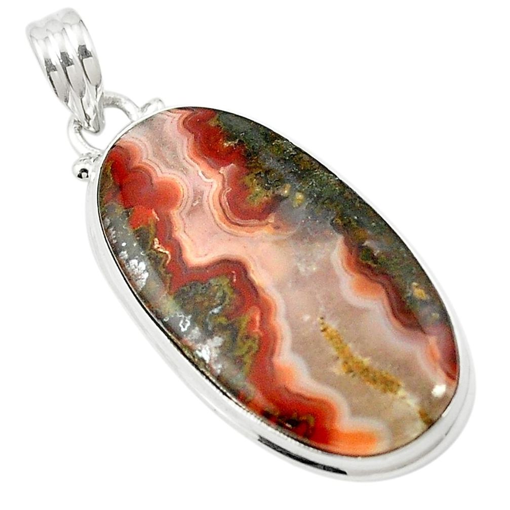 25.00cts natural brown moroccan seam agate 925 sterling silver pendant m58418