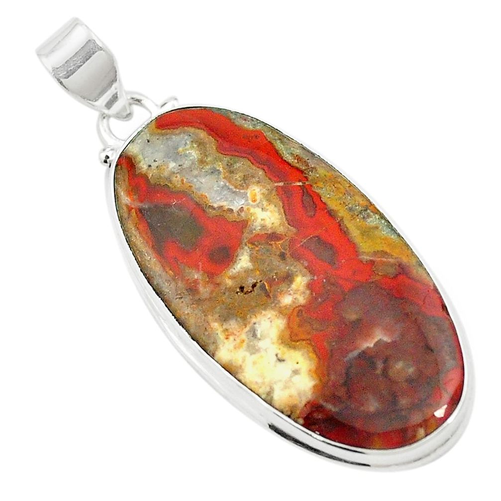 29.32cts natural brown moroccan seam agate 925 sterling silver pendant m58420