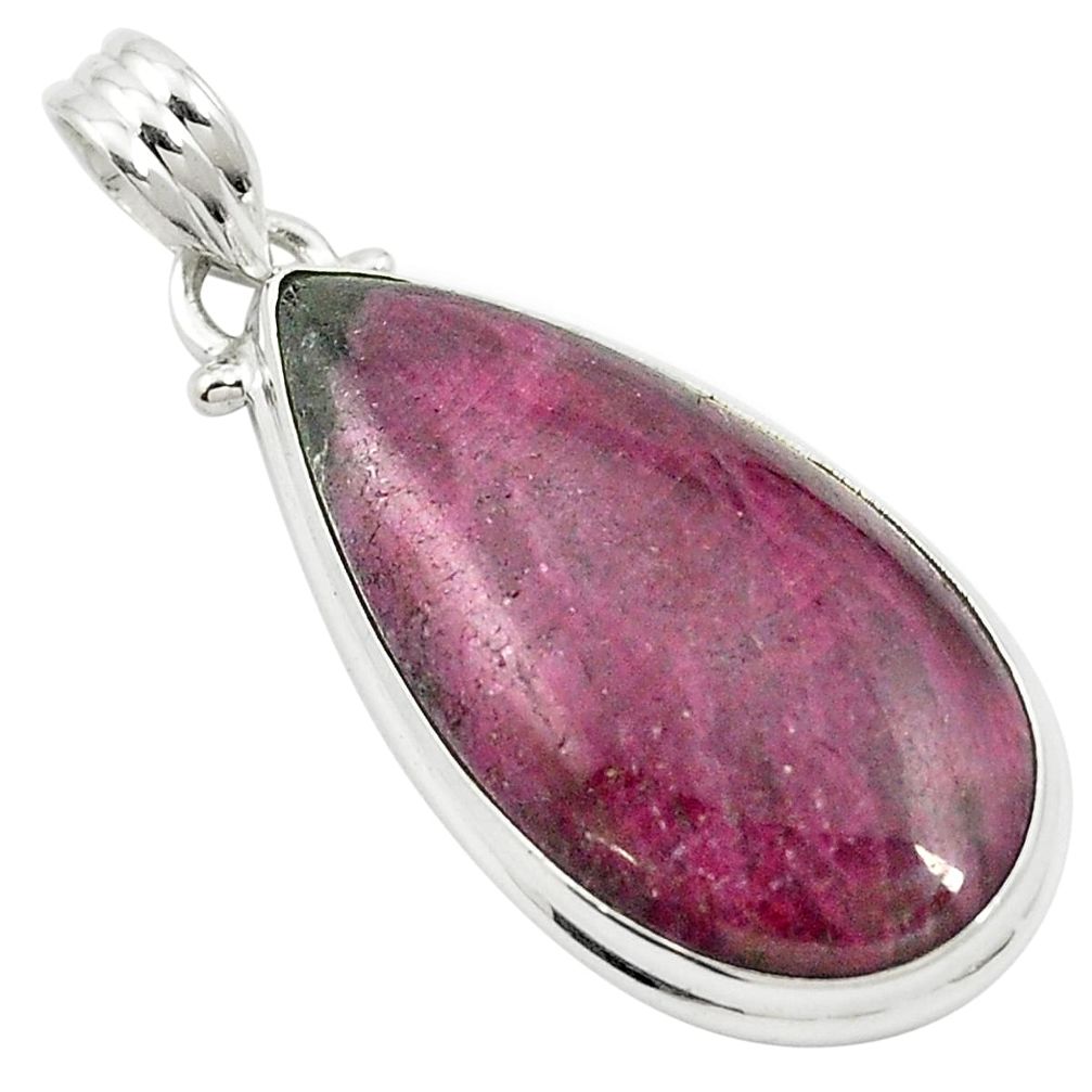 30.49cts natural red ruby 925 sterling silver pendant jewelry m58464