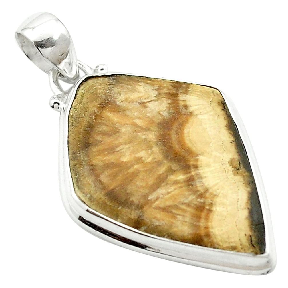 32.12cts natural yellow schalenblende polen 925 sterling silver pendant m58536