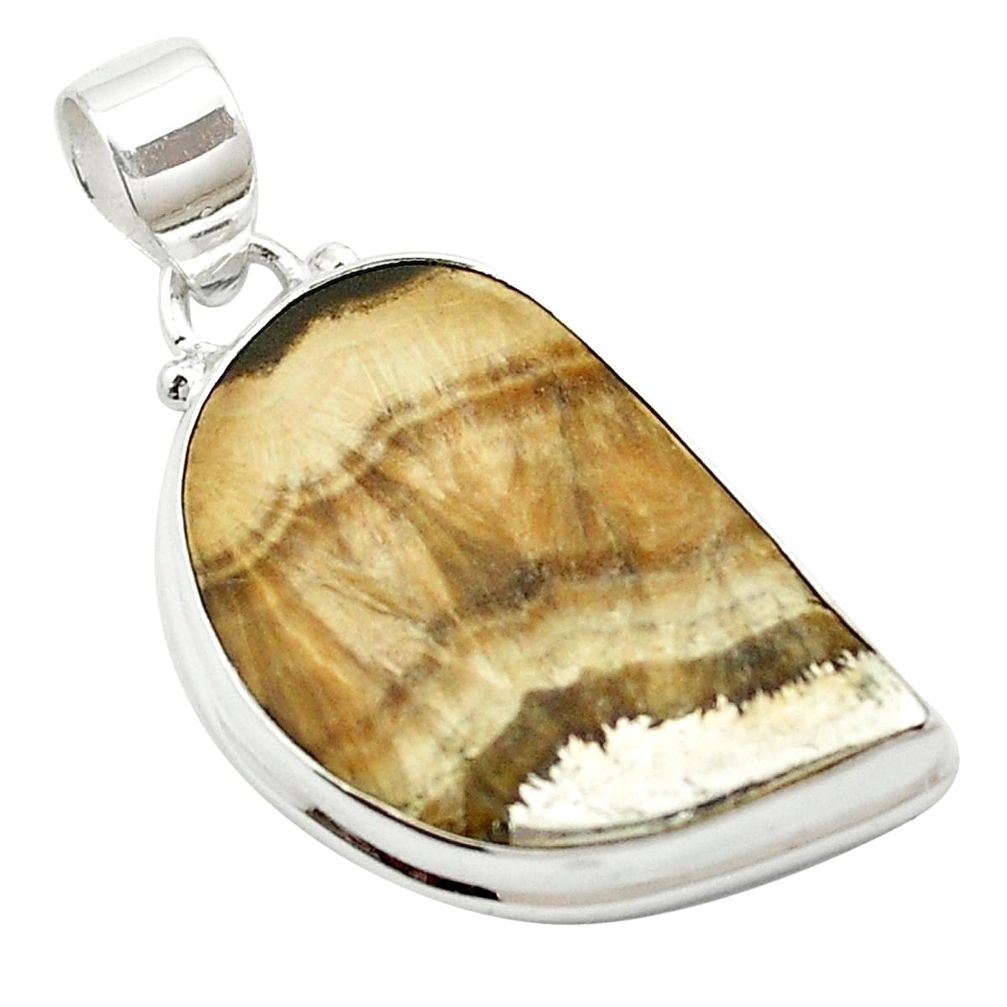 25.60cts natural yellow schalenblende polen 925 sterling silver pendant m58543