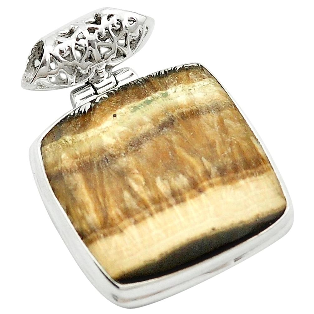 32.10cts natural yellow schalenblende polen 925 sterling silver pendant m58560