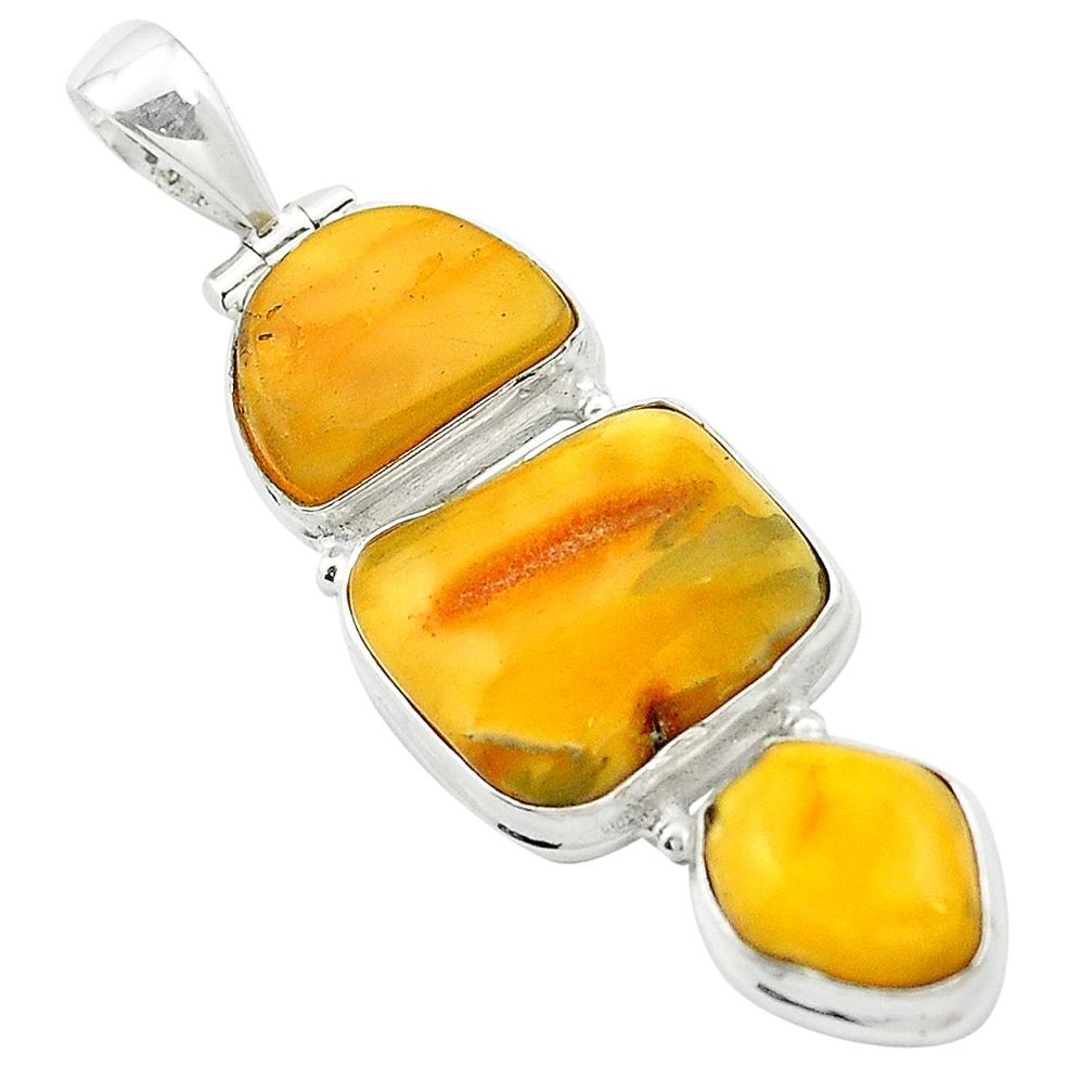 17.42cts natural orange baltic amber (poland) 925 sterling silver pendant m58562
