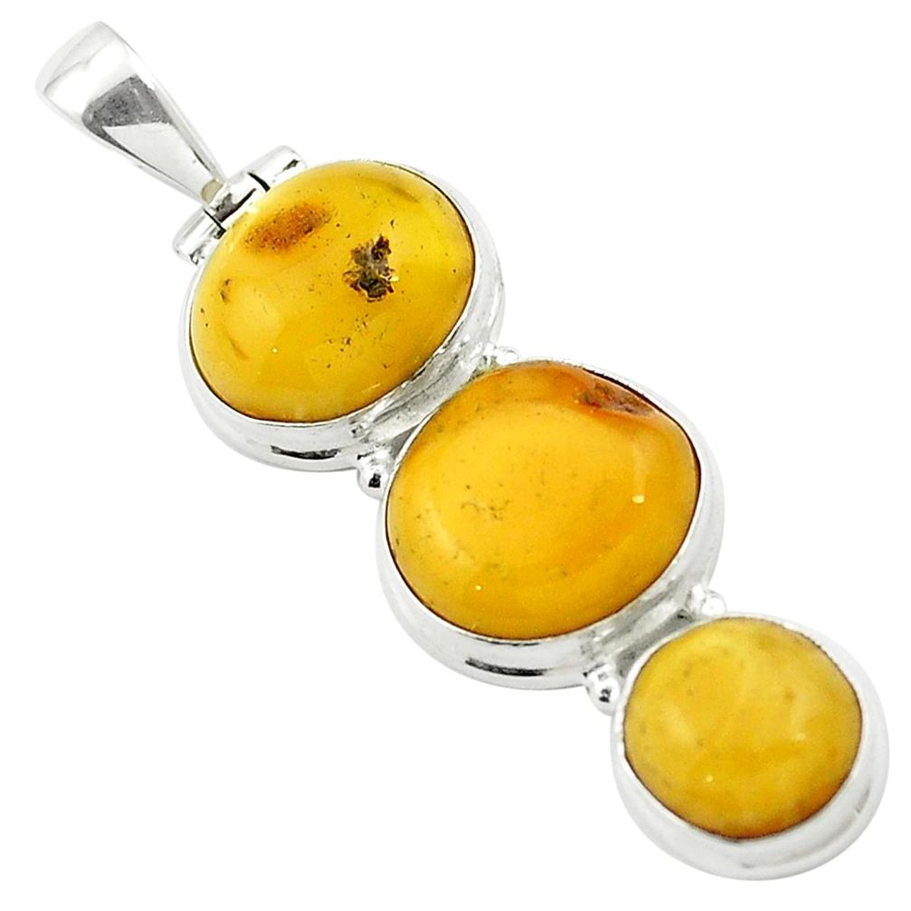16.85cts natural orange baltic amber (poland) 925 sterling silver pendant m58567