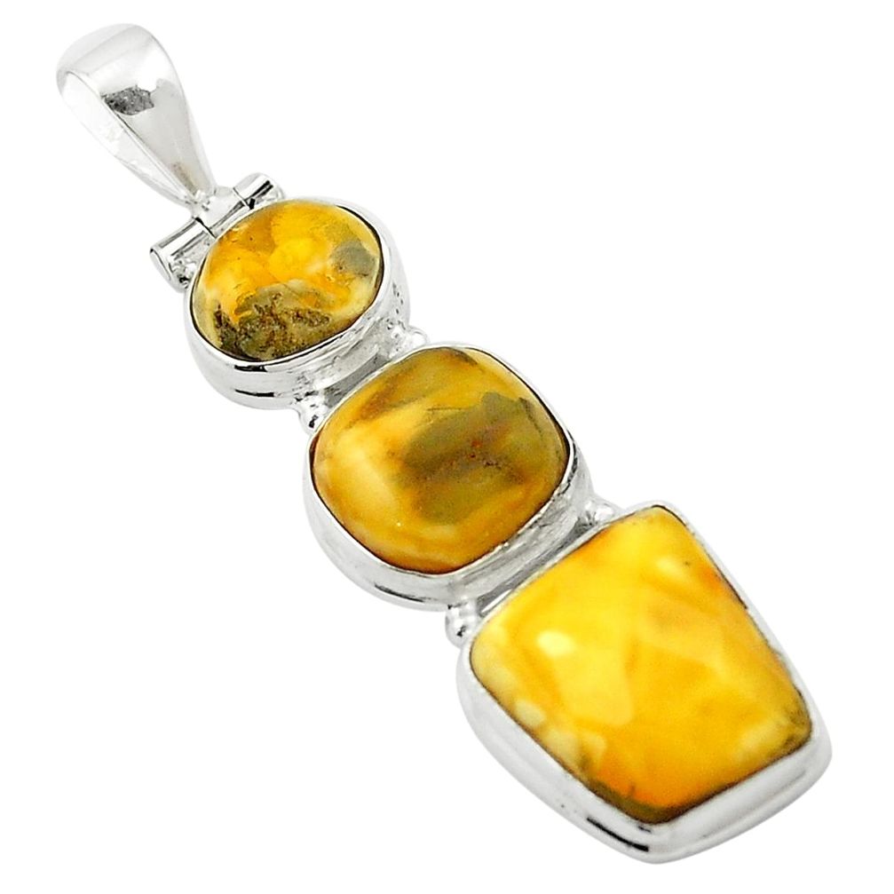 16.54cts natural orange baltic amber (poland) 925 sterling silver pendant m58568