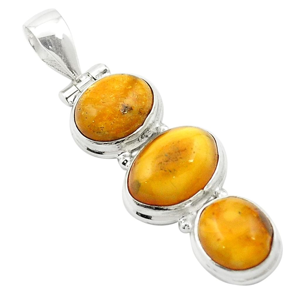 13.99cts natural orange baltic amber (poland) 925 sterling silver pendant m58572