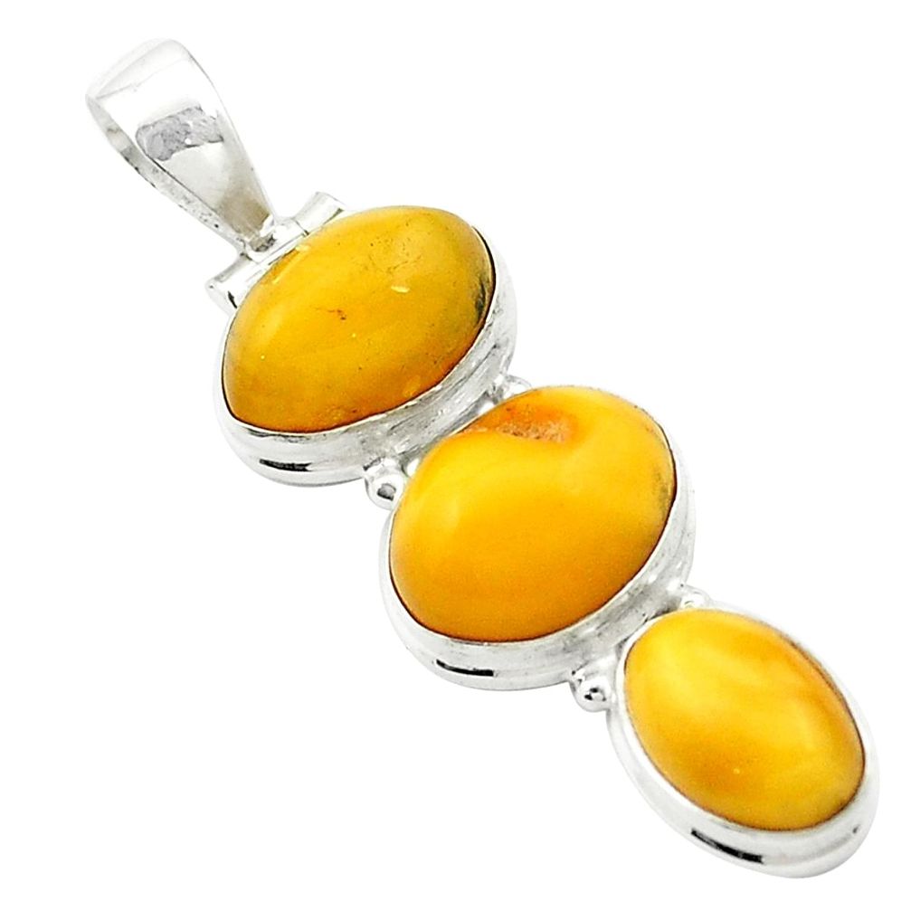 14.47cts natural orange baltic amber (poland) 925 sterling silver pendant m58574