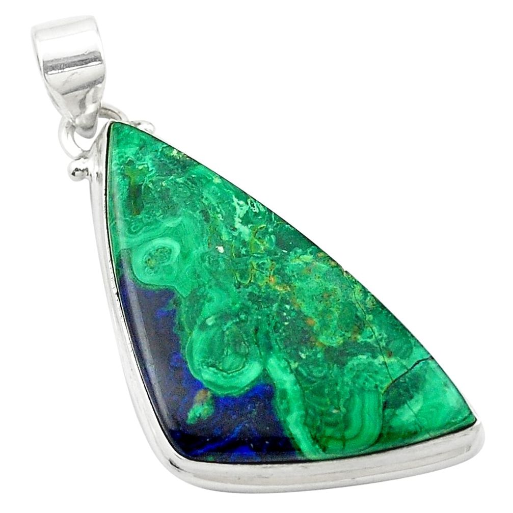 925 sterling silver natural green azurite malachite pendant jewelry m58719