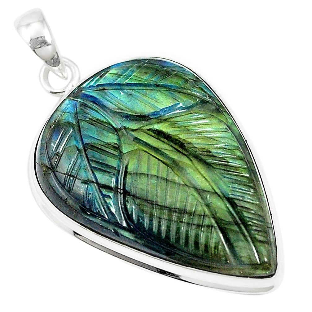 43.59cts natural blue labradorite 925 sterling silver pendant jewelry m58749