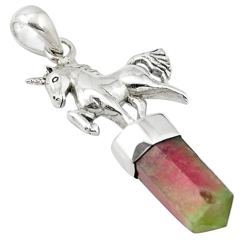 Natural pink tourmaline 925 sterling silver house pendant pointer m58829